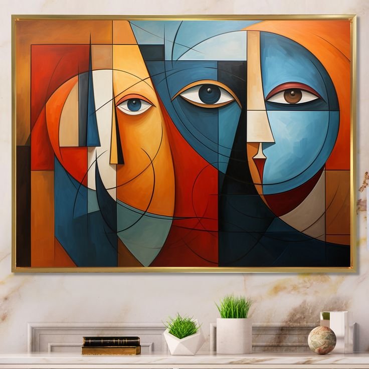 Designart, Cubism, Geometric Portrait, Cubism, Framed Canvas Prints.jpg